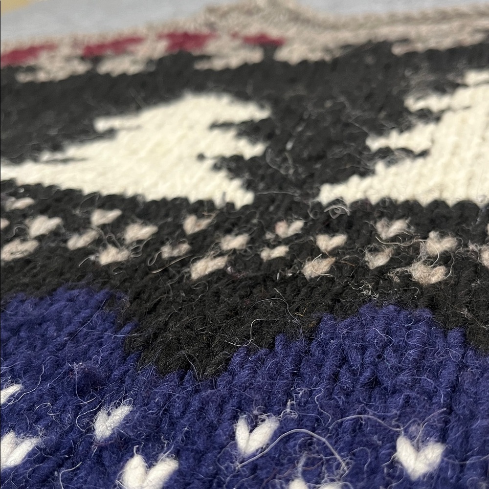 Handmade 100% Wool Pullover Sweater with Trees Nature Theme Ecuador - Picture 3 of 8